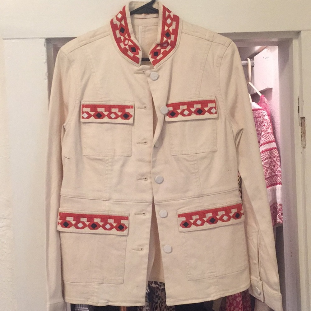 Tory Burch Embroidered Military Jacket